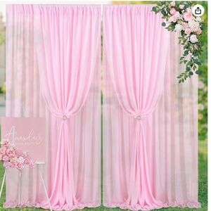 6 Pink Chiffon Backdrop Curtains Sheer Panels Wedding Birthday Party Celebration